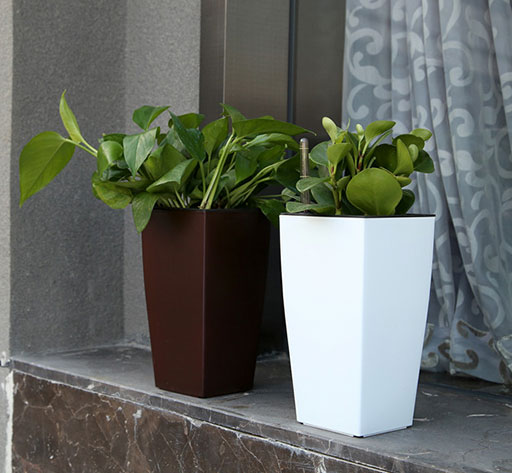 Modern light square resin plastic self watering planter pot