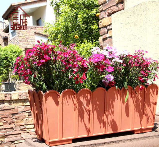 Outdoor large rectangular garden plastic flower pots for sale